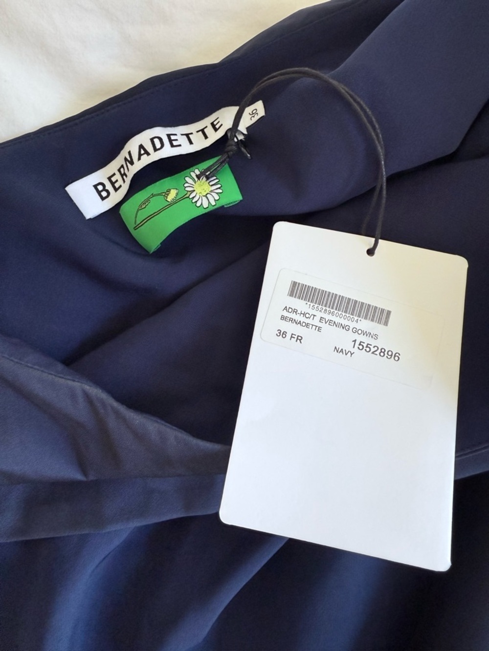 NWT Bernadette Adrian One Shoulder Navy Maxi Gown 36 Statement Bow Evening Dress - Picture 6 of 10